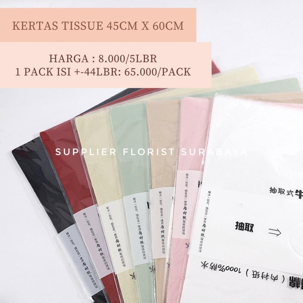 

Berkualitas [1 Pack Isi +-40Lbr] Kertas Tissue Premium 45 Cm X 60 Cm Kertas Tisu Tissu Tisue Mesh Paper Wrapping Flower Dalaman Hand Bouquet Promo