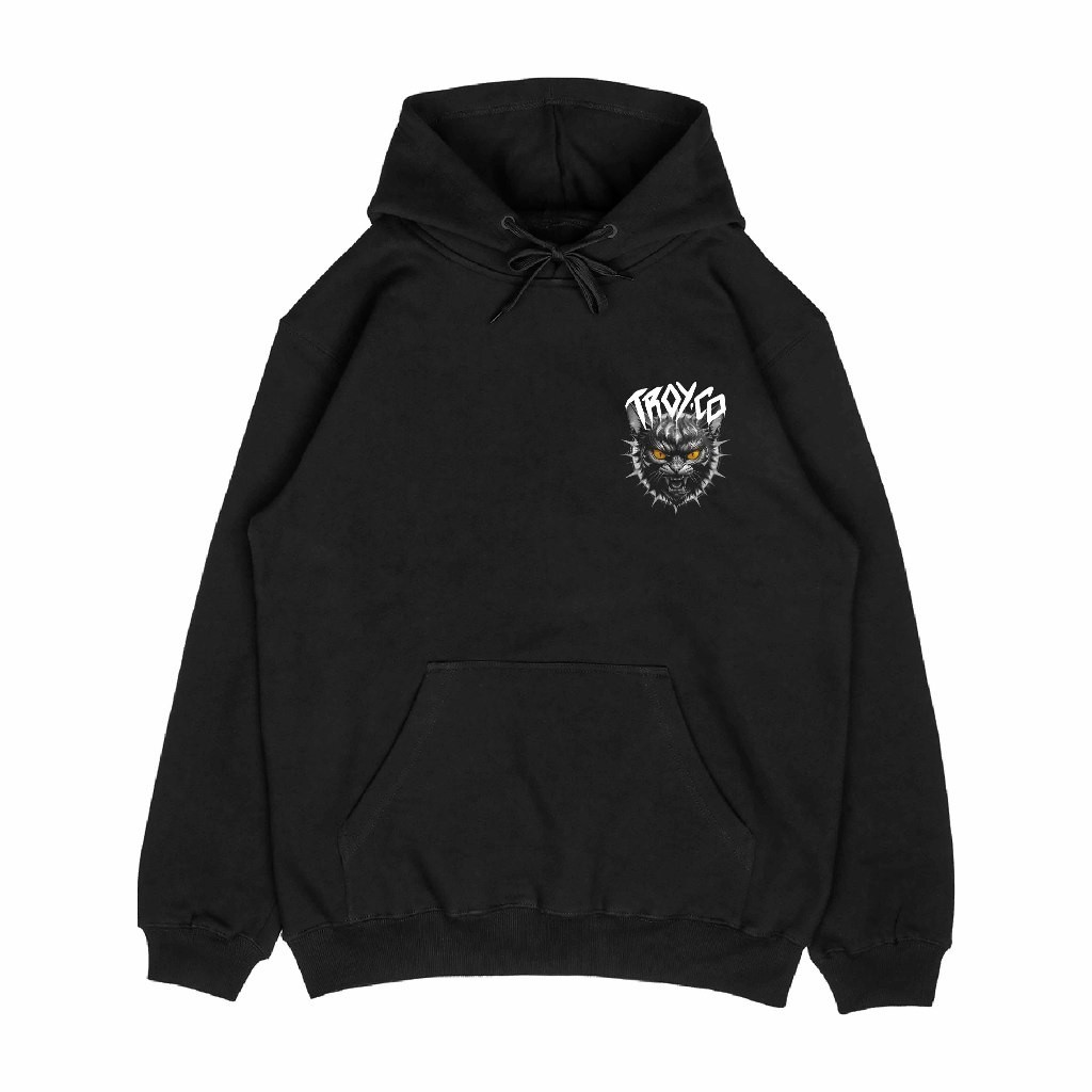Troy Company Hoodie Black Demones Cat - Hoodie Pria Wanita Hitam KH 2507
