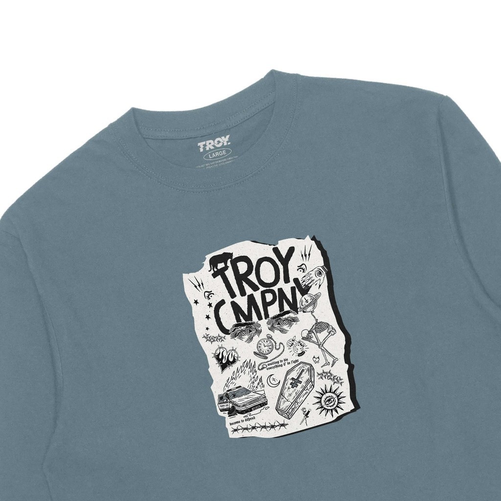 Troy Company Double Layer Longsleeve T-shirt Mineral Blue Death Can Come Anytime DS 2447