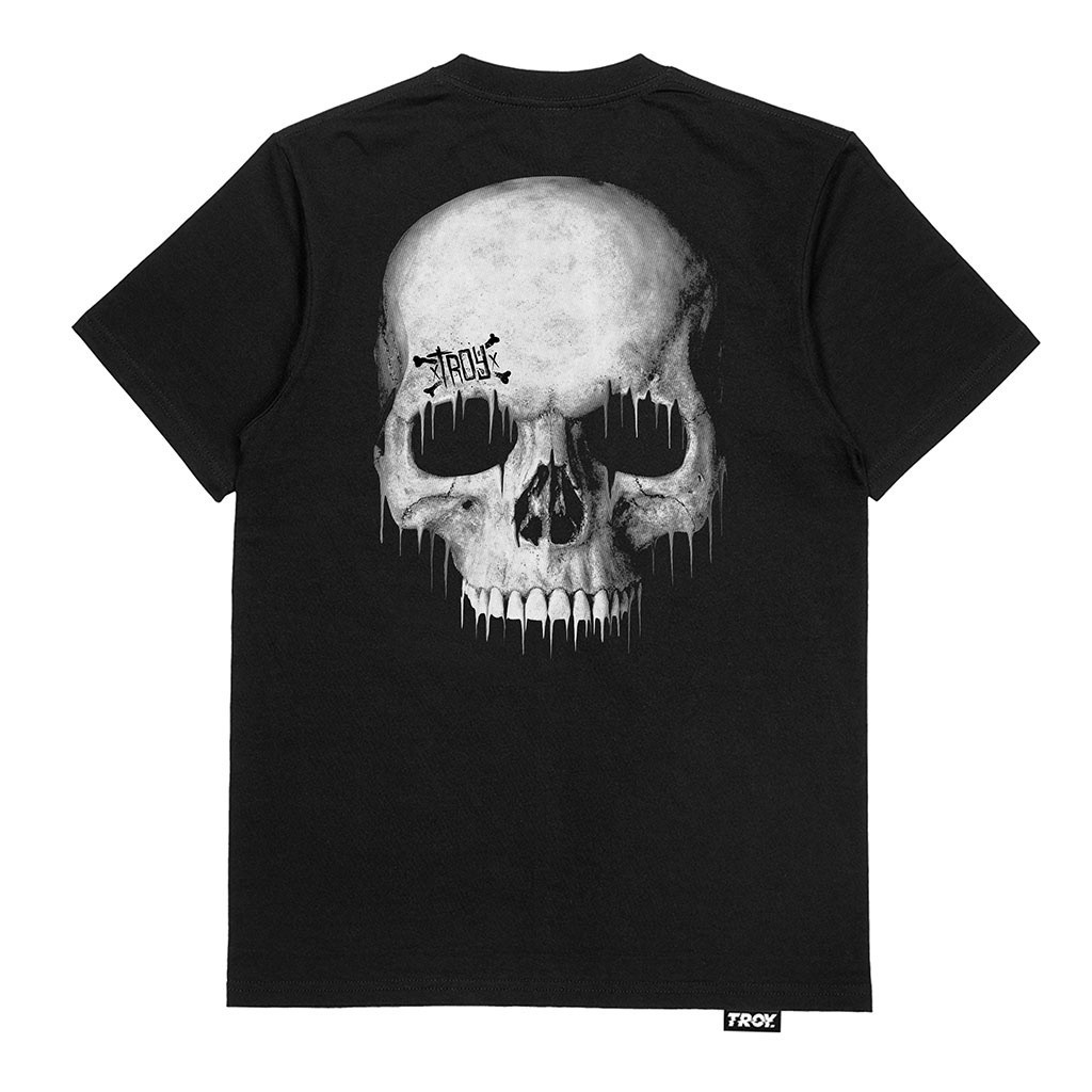 TROY COMPANY Tshirt Black Ghosted Skull - Kaos Pria Lengan Pendek Hitam MTD 2353