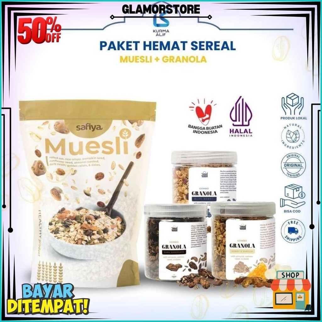 

[Diet Combo] Paket Muesli Safiya + Granola Timur Tengah Almond Mete And Dried Fruit Promo Puncak