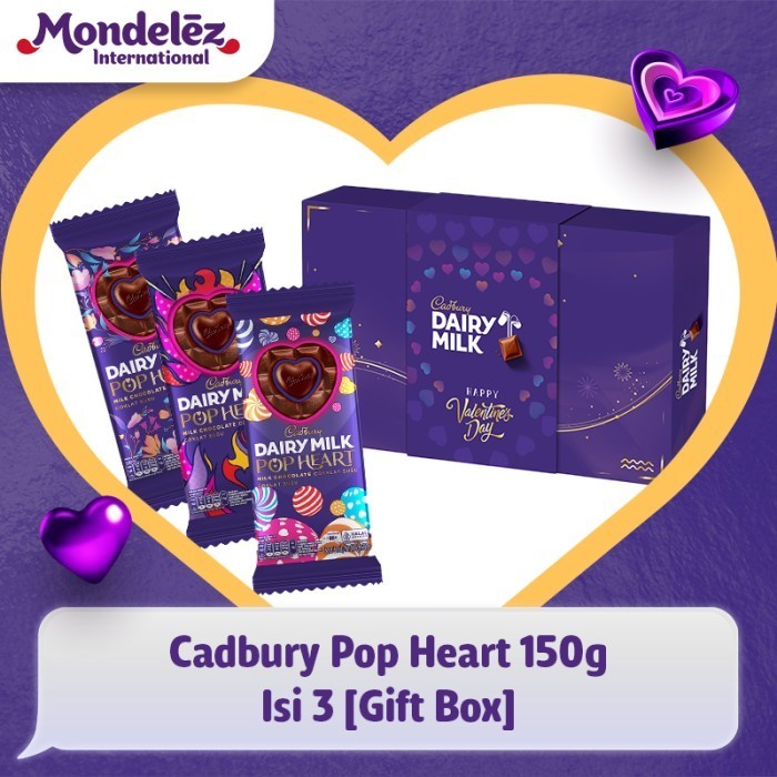 

Ready Cadbury Pop Heart Coklat 150g Isi 3 pcs [Gift Box]