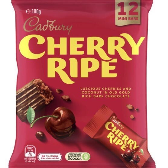 

Ready Cadbury Cherry Ripe Chocolate Sharepack 12 Pack 180g