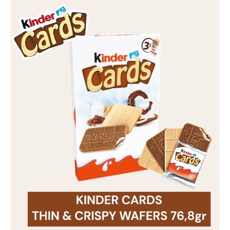 

Ready KINDER CARDS 76,8 GR CRISPY WAFER WITH MILKY & COCOA FILLING