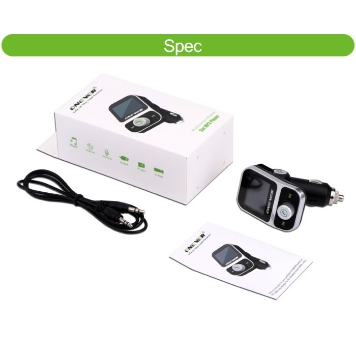 Onever Hy88 Bluetooth 4.1 Fm Modulator 3.1A 1.44 Display Flac Silver  Ready