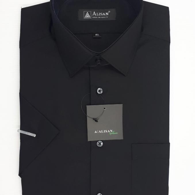 ALISAN Kemeja Pria Lengan Pendek Slim Fit POLOS /ANEKA WARNA/HITAM