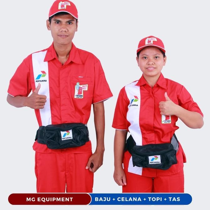 (Promo) Seragam Pertamina Pasti Pas+Topi+Tas|Baju Operator Pria Wanita