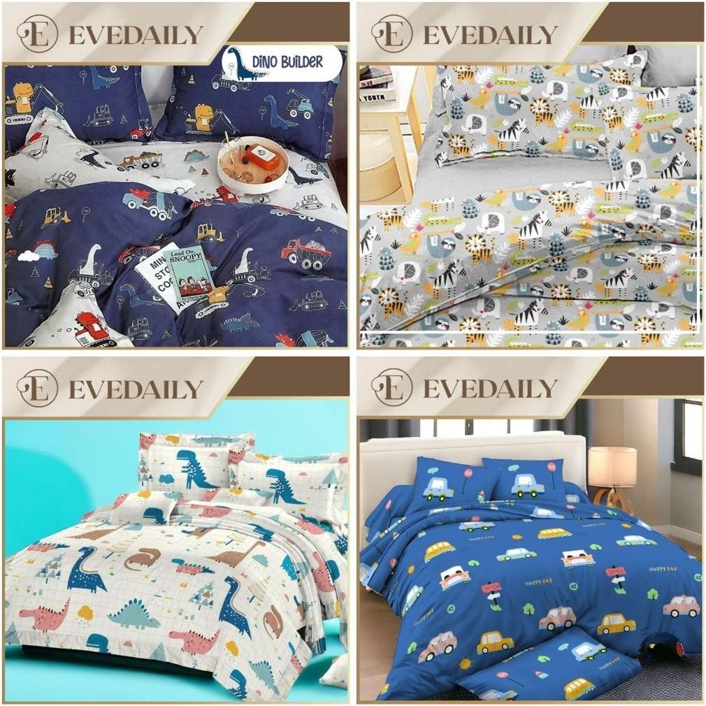 PROMO ! Bed Cover Set Motif Karakter Anak Cowo - Pria - Bintang - Star - Mobil - Cars - Macan - Tige