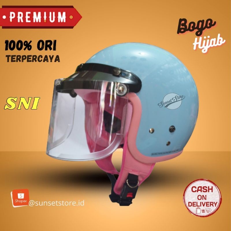 Helm Bogo Retro Hijab Wanita Dewasa