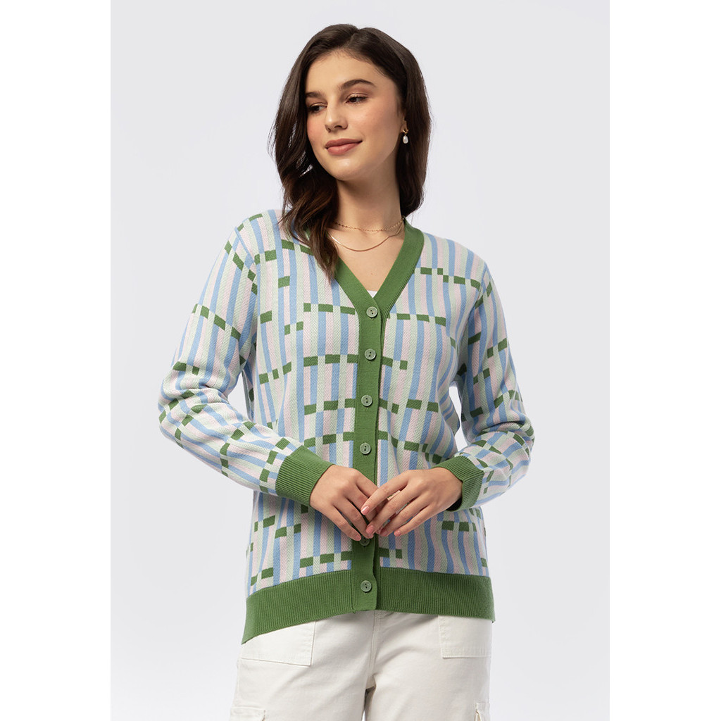 et cetera x .nadjani Oversized Printed Cardigan LT. GREEN