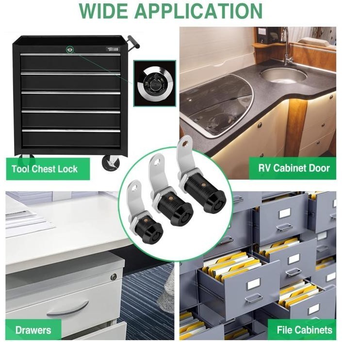 1Set Kunci Cabinet Lemari Kayu Anti Maling Kunci Loker Kait Camlock
