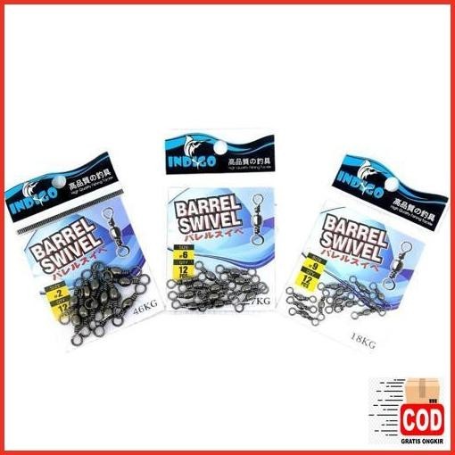 Cuci Gudang Kili-Kili Barrel Swivel Pancing Indigo / Catfish Pesona Bahan Nikel Ukuran Nomor 1 - 12 