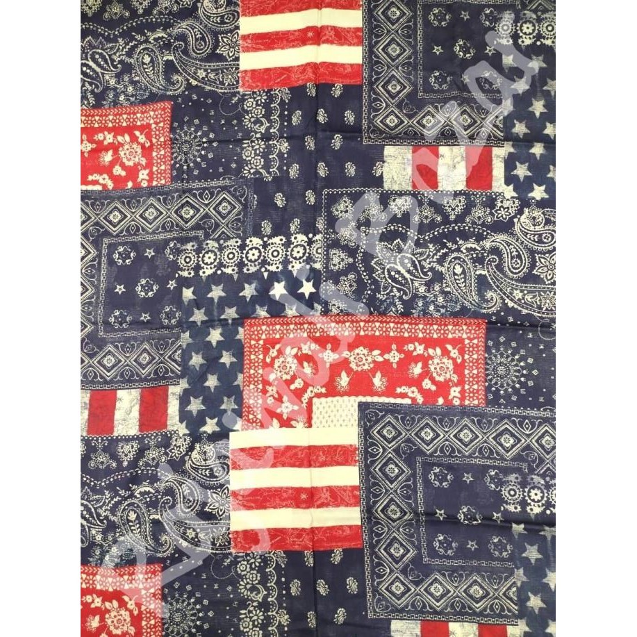 Kain Rayon Motif Bandana Bendera Amerika Tie Dye Shibori Paisley