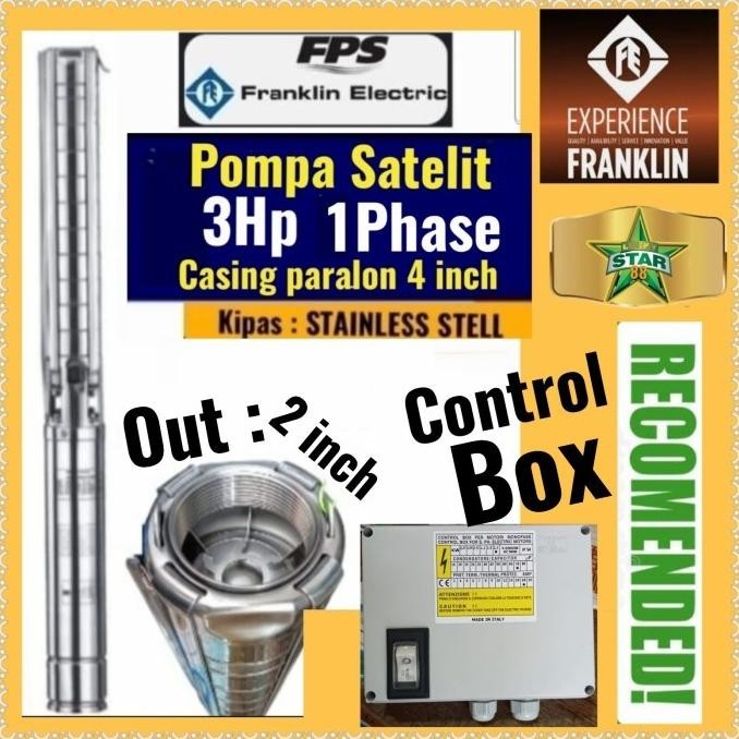 Pompa satelit + C Box FRANKLIN 3Hp 1Phase 4inch Out 2inch submersible