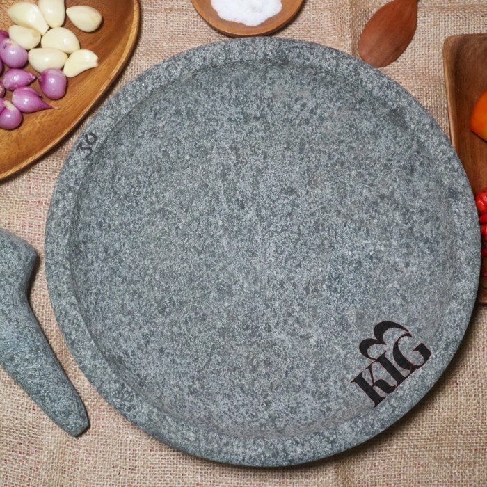 Dheao Klg3 Cobek Dan Ulekan Asli Batu Ukuran 30 Cm