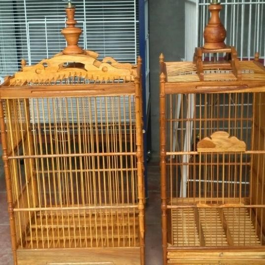 Kandang Kotak Kayu Jati No 3 Buat Burung Kenari Dll Komplit Tangringan