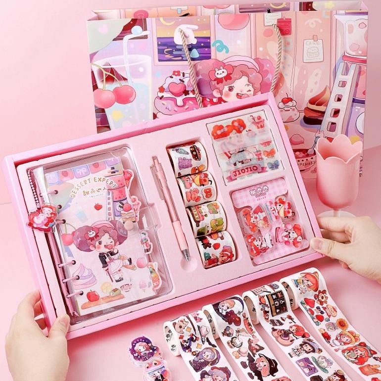 

BACK TO SCHOOL CUTE DIARY BOOK SET KOREA STYLE CUTE STICKERS SET BUKU CATATAN HARIAN