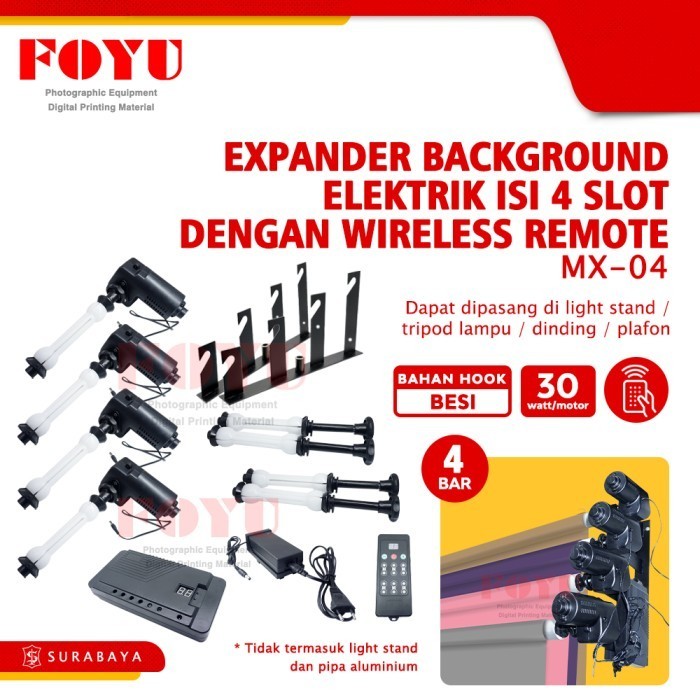 Expander Background Elektrik Motor 4 Slot Bar Wireless Remote Mx-04