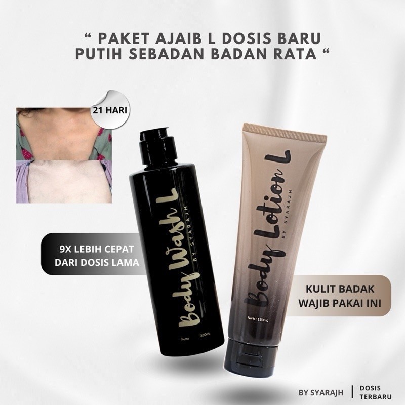 READY❣️ (DOSIS TERBARU) Paket Sabun Ajaib dan Lotion Ajaib Black L by Syarajh Pemutih Badan