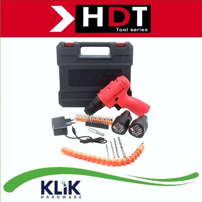 Hdt Mesin Bor Tangan Cordless Drill Charge Cdd405 2 Pcs Baterai 12V