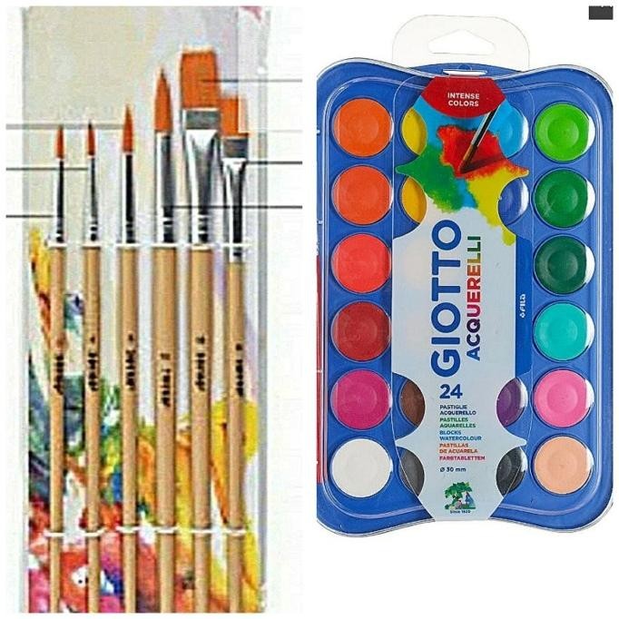 

PAKET KOMPLIT CAT AIR UTK ANAK 24 WARNA DAN 6 UKURAN KUAS WATERCOLOR