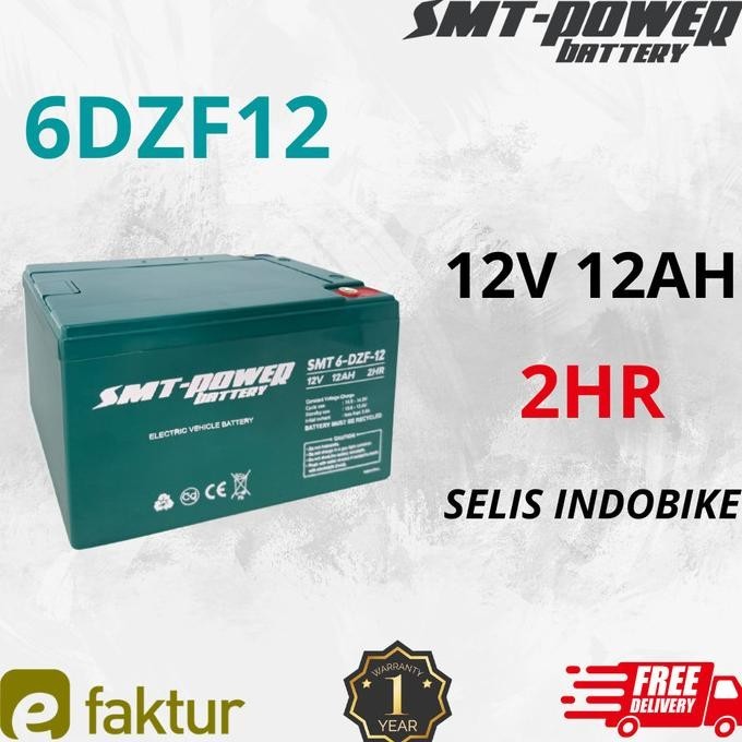 Battery Sepeda Listrik Smt Power 12V 12Ah-Dzf12 2Hr Aki Salis Indobike