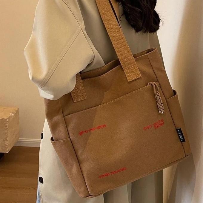 TAS TOTE BAG WANITA KANVAS ORIGINAL KOREA FASHION TAS KULIAH / KERJA
