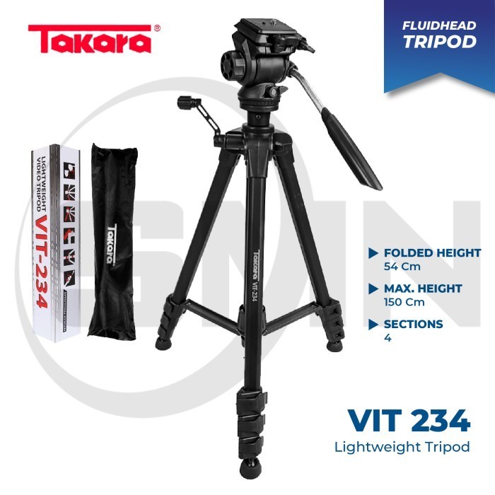 Tripod Takara Vit 234 Fluid Head + Bag Video Tripod