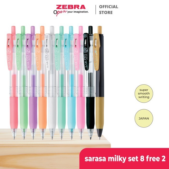 

Zebra Sarasa Milky 05 pulpen Isi 8 Free 2