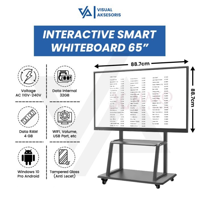 

Interactive Whiteard 65 Inch Dual OS Android Windows Smartard