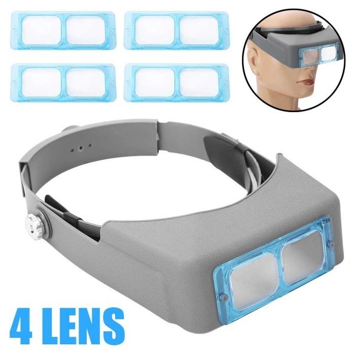 

Kacamata Pembesar Service Reparasi Jam HP Head Band Magnifier 4 Lensa