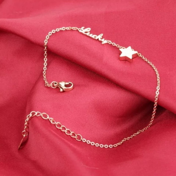 Haf Gelang Kaki Titanium Anti Karat Kores Swarovski Bintang Lucky Star