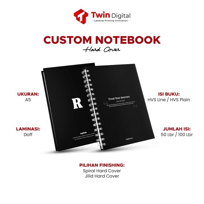 

Custom Buku Catatan Noteok Hard Cover Nama - Journal Paperok