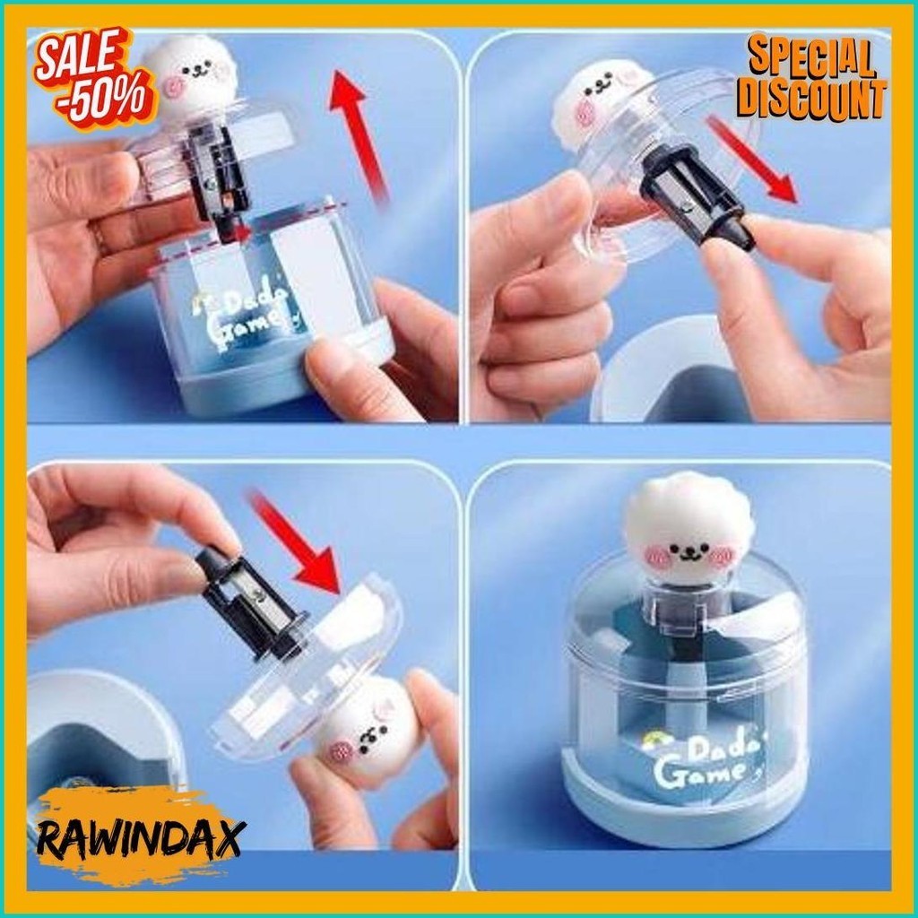 

7S Rautan Pensil Elektrik Karakter Lucu Serutan Otomatis Putar Sendiri Electric Pencil Sharpener Cute (6.6)