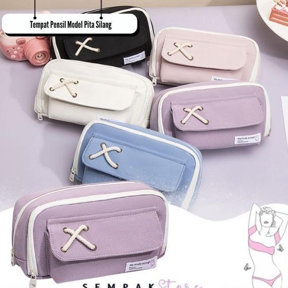 

Berkualitas Ss Tempat Pensil Model Pita Silang Kotak Pensil Tali Rami Ritsleting Ganda Bahan Kanvas Pouch Tempat Alat Tulis Perlengkapan Sekolah Kantor Dua Sisi Resleting Gratis Ongkir