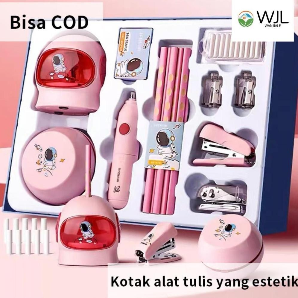 

WANJIALE Electric Stationery Set / Set Alat Tulis Elektrik Rautan Penghapus Vacuum Pensil 11 In 1