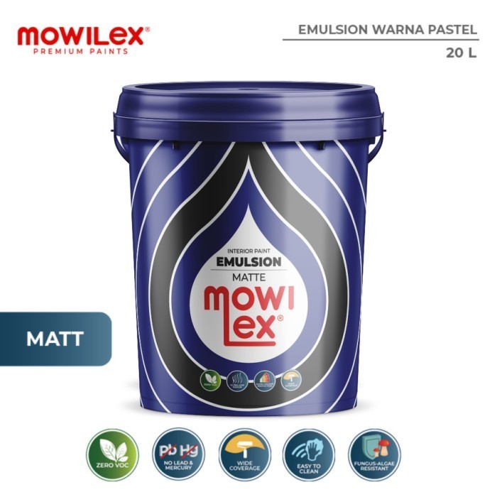 Mowilex Emulsion Satin Cat Tembok Interior Anti Bakteri - 20 L