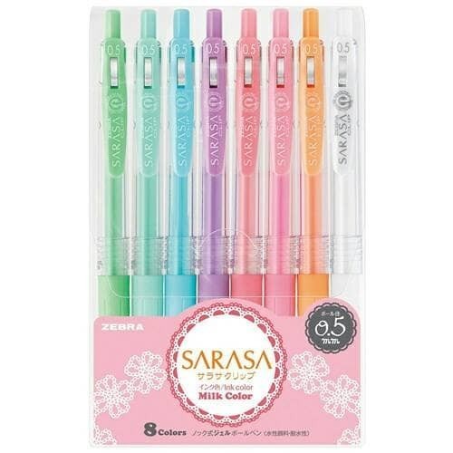 

Arom Pulpen Zebra Sarasa Milk 0.5 Set (8Warna)
