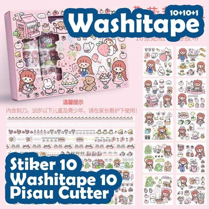 

Sticker Aesthetic SET 10+10+1 Washi Tape Knif Scrapok