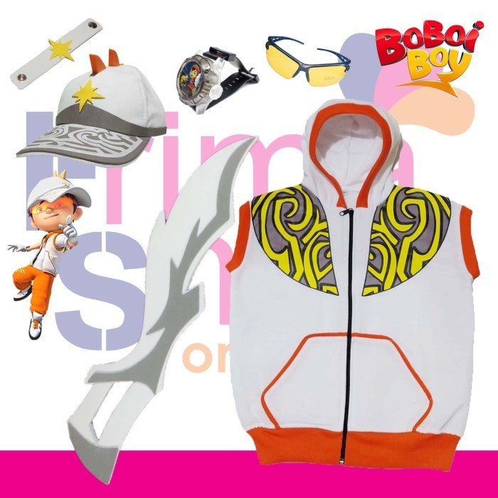 Topi + Jam Tangan + Kacamata + Rompi + Pedang 1 Boboiboy Solar