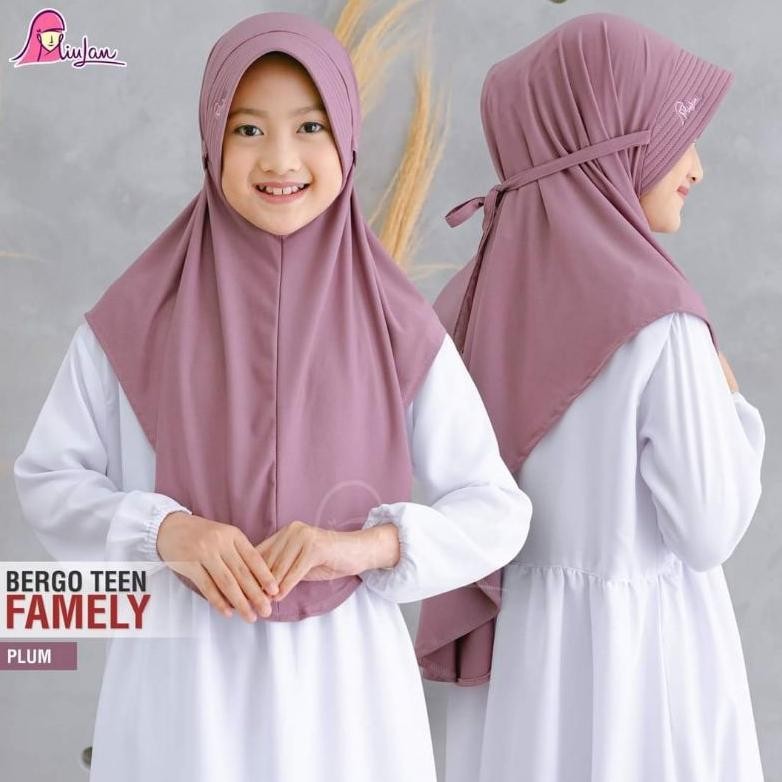 Baruuuu Bergo Sekolah Tali Samping Miulan Famely Teen Kerudung Anak Polos Jersey