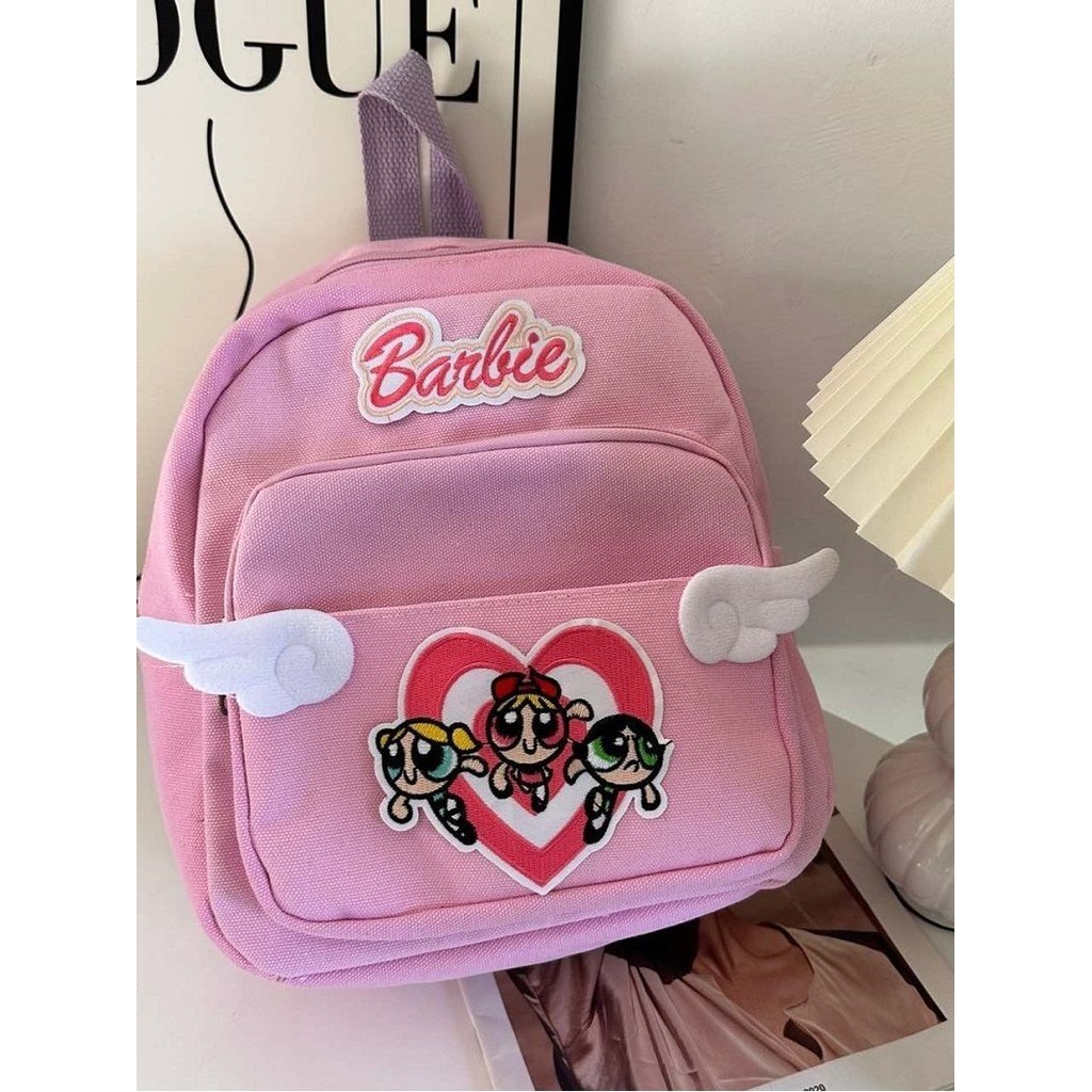 Ransel Anak Perempuan Powerpuff Manis dan Keren Tas Sekolah Gaya Pelajar Perempuan Gaya Kuliah Tas K