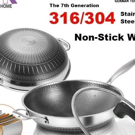 Wajan Ggorengan Kuali Wok Pan Stainless 304 316 Anti Gores