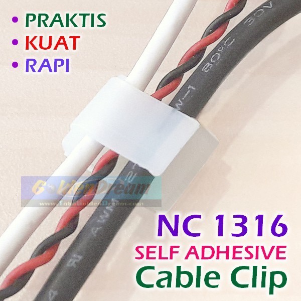

Nc1316 Cable Clip Wire Mount Clamp Tie Ikat Kabel + Self Adhesive