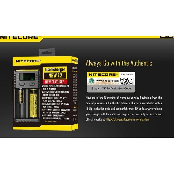 NITECORE New i2 2016 IntelliCharger bisa NiMH NiCD Li-ion IMR LiFePO4