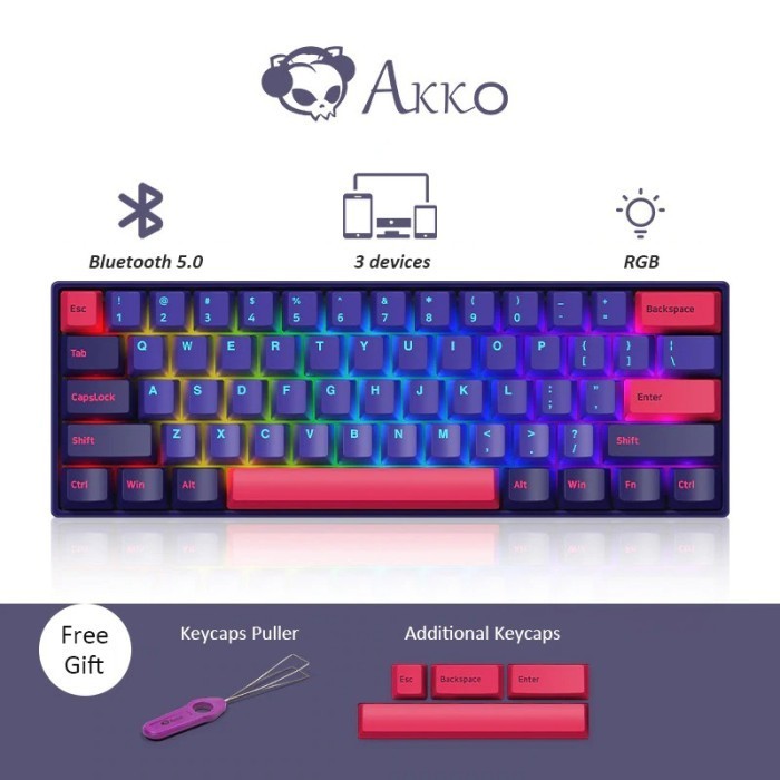 Akko Neon 3061 61-Key Mechanical Keyboard Rgb Bluetooth 5.0 Wireless