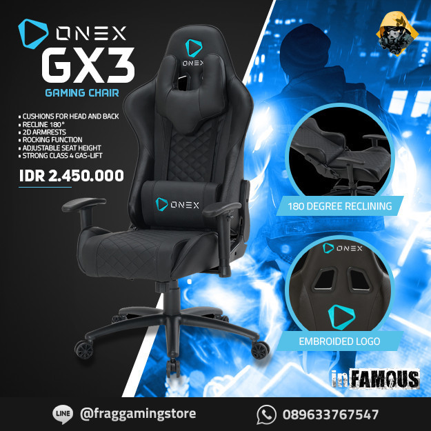 ONEX GX3 / GX 3 / GX-3 Black Premium Quality Chair Kursi