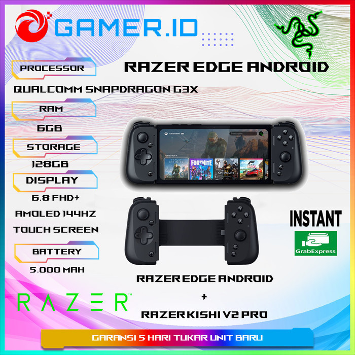 RAZER EDGE HANDHELD ANDROID + RAZER KISHI V2 PRO CONTROLLER