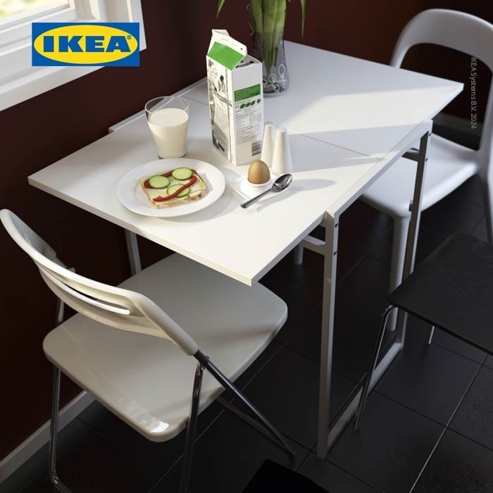 Ikea Muddus Meja Makan Dengan Daun Meja Lipat Putih 48/92X60 Cm