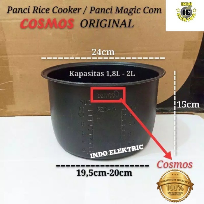 Panci Rice Cooker Magic Com Cosmos Original 1,8Liter/2Liter Warna Hita